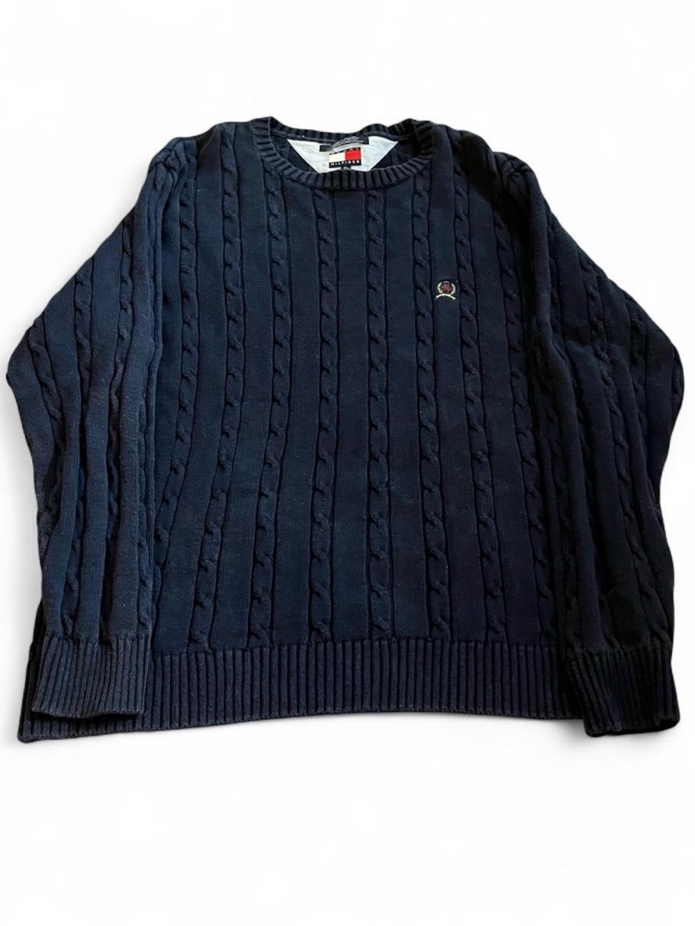 Men’s Vintage Tommy Hilfiger Navy Blue Knit Sweater Size XL